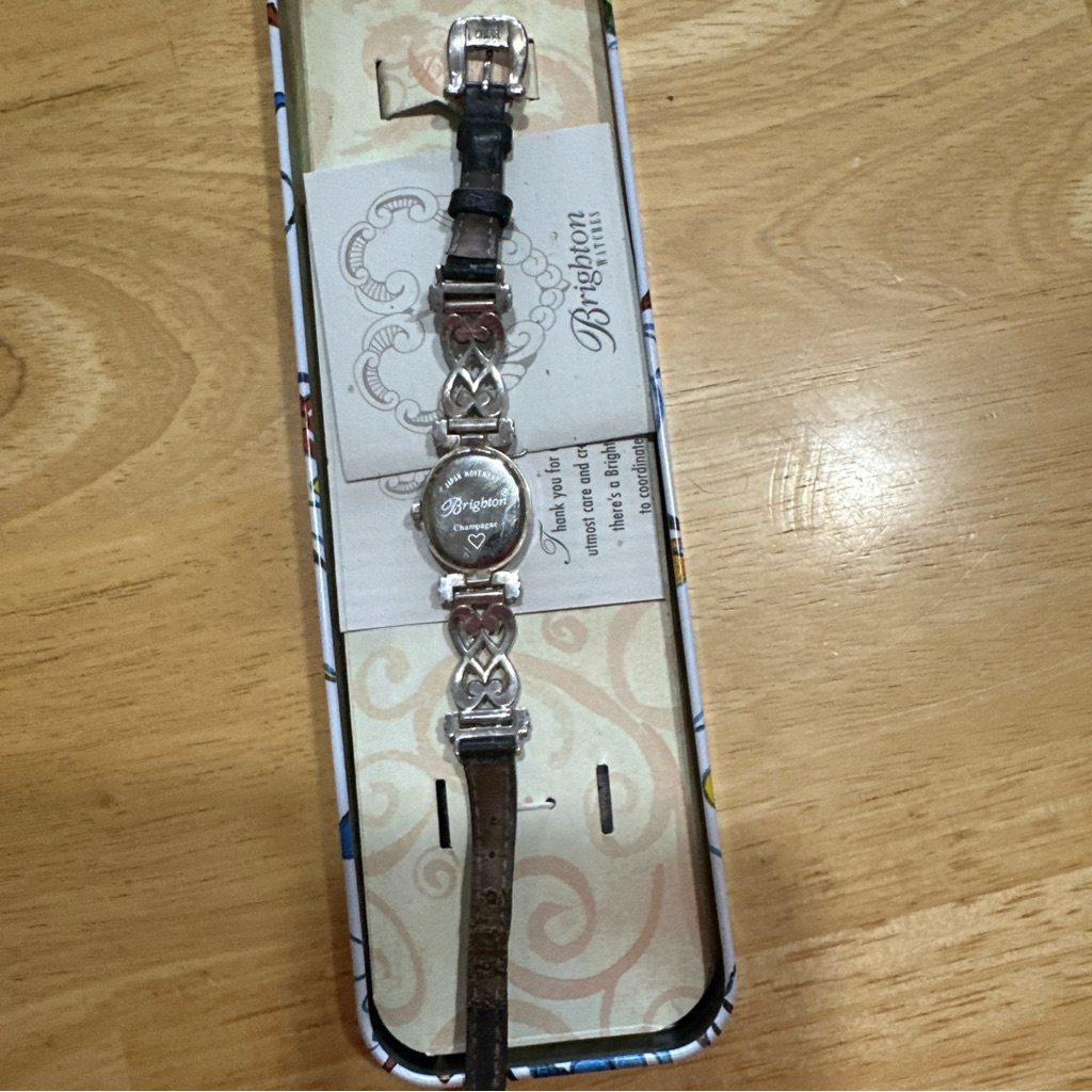 Brighton Silver And Black Leather Timepiece Brighton Silver And Black Leather Timepiece